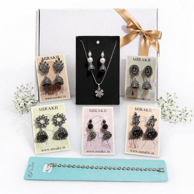 Mirakii Jewels Set of 8 Traditional Jhumka Earrings Combo for Women Alloy Earring Set, Jhumki Earring, Stud Earring